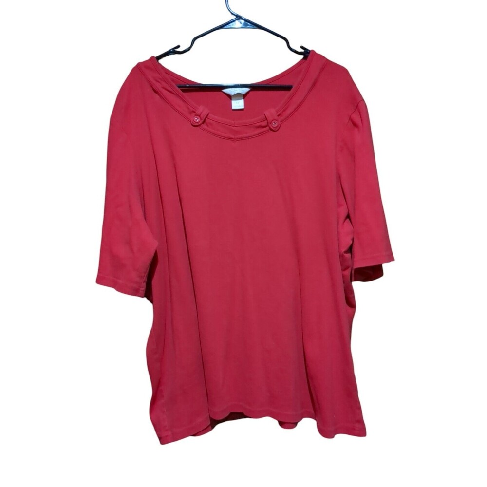Christopher Banks CJ Banks Red Short Sleeve Shirt Size 3X . See Discription